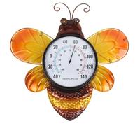HOBYLUBY Bee-Shaped Outdoor Thermometer No Need Battery, Outdoor Wall Thermometer Easy to Read, Decorative Outside Thermometer for Patio, Home, Backyard, Living Room