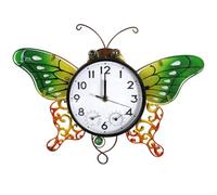 HOBYLUBY Butterfly Outdoor Wall Clock with Thermometer & Humility Silent Non-Ticking Waterproof for Patio, Garden