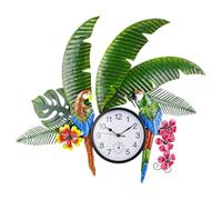 HOBYLUBY Outdoor Clock and Thermometer Combo, Parrot Outdoor Wall Clock Silent Non-Ticking, Outside Clock Metal Wall Art Decor for Patio, Garden, Home Decor