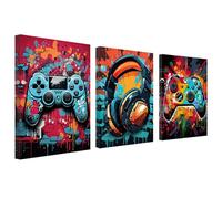 hocadon 3 Panels Canvas Prints Wall Art Game Pattern Picture Painting 30x40CM 3D Painting Wall Living Room Poster Picture Wall Decor for Gifts Children's Room Decor