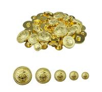 hocadon 70pcs Craft Plastic Button Gold Buttons 25mm 21mm 18mm 15mm 12,5mm Sewing Button Brass Buttons for Blazer Suits Coats Jackets Uniforms Jeans