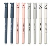 hocadon 8 Pieces Erasable Rollerball Pens Friction Pens, 0.35mm Cute Cartoon Animal Erasable Black Ink Gel Pen, Erasable Gel Pen Easy to Rub for Student Stationery Office Supplies