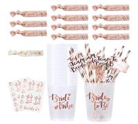 hocadon Hen Party Cups Set, 12 Set/37 Pieces Hen Party Decorations, Bride Tribe Cups, Hen do Decorations for Bridal Shower, Bachelorette Party, Wedding, Bride to Be