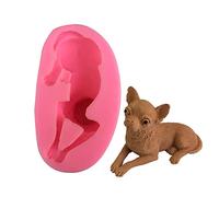 HOCAH Fondant Mould 3D Chihuahua Puppy Silicone Cake Mold Candy Decoration DIY Soft Ceramic Mold Pink