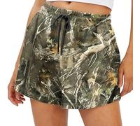 HOCANDY Womens Camo Sweat Shorts Maple Leaf Print Drawstring Elastic High Waist Lounge Camouflage Workout Shorts with Pockets, Yellow Green, M