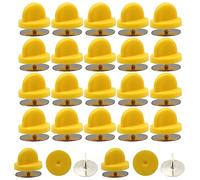 Hocansen 200 Pcs/100 Set Rubber Pin Backs 10mm Pin Safety Keeper with Metal Blank Pins,Pin Cap for Lapel Pins Brooches Ties Hats Badges Replacement (Yellow)