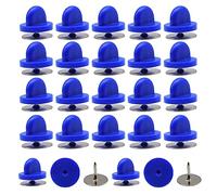 Hocansen 200 Pcs/100 Set Rubber Pin Backs 10mm Safety Keeper With Metal Blank Pins, Cap for Lapel Brooches Ties Hats Badges Replacement (Dark Blue)