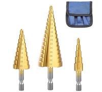 Hocansen 3 Pcs Step Cone Drill Bits Counter Sink Drill Bits High Speed Steel Step Drill Bit Hex Shank Spiral Grooved Bit for Plastic, Wood Drilling(4-12mm/20mm/32mm)