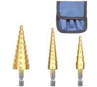 Hocansen 3 Pcs Step Cone Drill Bits Counter Sink Drill Bits High Speed Steel Step Drill Bit Hex Shank Spiral Grooved Bit for Plastic, Wood Drilling（3-12mm,4-12mm/20mm）