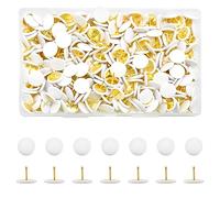 Hocansen 300 Pcs Thumb Tacks 10x9mm Colored Push Pins Flat Round Head Drawing Pins for Map, Photo Wall, Corkboard (White/TD-PT)