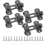 Hocansen 4Pcs Sliding Barn Door Lock Stainless Steel Gate Latch Flip Slide Latch Safety Door Bolt for Door Window Cabinet (HMS/Black)