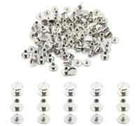 Hocansen 50 Set Chicago Screws M5x6mm Leather Screw Nail Rivet Chicago Bolts Button Metal Binding Screws Posts Round Flat Head Stud Screw for Leather Craft and Bookbinding (M5*6mm/ZBD)