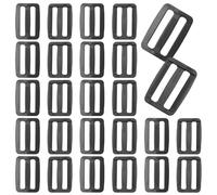 Hocansen 50PCS Plastic Black Tri-Glide Slider Adjust Buckles 32mm Slide Buckle Rectangle Ring Curve Strap Sliders Adjusters for Backpack Strap,Belt,Bags(32mm/RK)