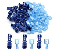 Hocansen 60 Pieces T Tap Wire Connectors,Self-Stripping Quick Splice Wire Taps with Nylon Male Spade Connector Terminals(Blue/NTJ)