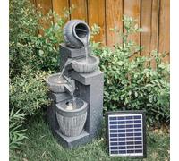 HOCCO Water Feature Outdoor Fountain Rockery Decoration Solar Powered Garden Ornament with LED Light, 19 x 51cm Size Fit for Garden, Pond, Terrace, Balcony