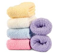 Hocerlu Fluffy Socks for Women and Girls, 5 Pairs Warm Soft Cosy Bed Socks Ladies Thermal Fleece Fuzzy Slipper Socks for Winter, UK 4-8