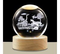hochance 3D Dinosaur Crystal Ball Lamp with Adjustable Brightness LED Wooden Base,Night Light for Kids Teens Adults,Birthday Gift Home Desk Office Bedroom Decor (6cm / 2.4”)