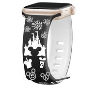 HOCHESLO Cartoon Band Compatible with Apple Watch Bands 38mm 40mm 41mm 44mm 45mm 42mm 49mm Women, Two-Tone Engraved Cute Soft Silicone Sport Strap for iWatch Series 9/8/7/6/5/4/3/2/1/SE/Ultra(1/2)