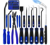 Hochferr 17-Piece Needle and Hook Set Pick Set for O-Rings Scraper Telescopic Tool Magnetic Lifter Trim Wedges Set Car Door Trim Lever Tool Installation Tool Clip Remover (Blue)