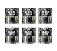 HOCHSTE 151 Coatings Gloss Paint, Non Drip Interior & Exterior Paint, High Build Finish, Smooth Application for Wood Metal Doors, Furniture, Durable Gloss Coating, 300ml (Black, Pack of 6)