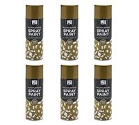 HOCHSTE 151 Multipurpose Metallic Spray Paint, Quick Dry Finish Aerosol Paint for Metal, Wood & Plastic, Smooth Metallic Coating for DIY Crafts, Furniture, 400ml (6, Gold)
