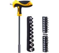 Hochste 25-Piece Magnetic T-Handle Socket and Bit Set - Multi-Bits Hex Wrench Driver with 5-13mm Deep Sockets, Screwdriver Bit Holder for Home Repairs, Automotive, and DIY Projects Yellow