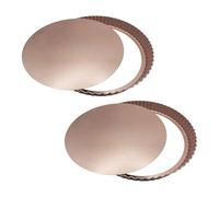 HOCHSTE 26cm /10.2 Pie Tin, Tart Tin, Quiche Dish, Flan Dish with Loose Bottom - Non-Stick Pie Tins for Baking, Flan Tin, Quiche Tin, Tart Tins for Baking, Apple Pie, Rose Gold 2 Pack