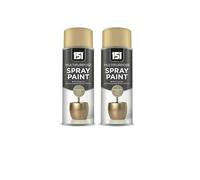 HOCHSTE 2x 151 Multipurpose Metallic Champagne Gold Spray Paint, Quick Dry Finish Aerosol Paint for Metal, Wood & Plastic, Smooth Metallic Coating for DIY Crafts, Furniture, 400ml (2, Champagne Gold)