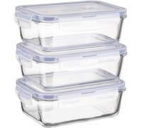 HOCHSTE 3-Pack 840ml Airtight Glass Food Storage Containers with Locking Lids BPA Free, Leak-Proof, Stackable, Microwave/Freezer Safe