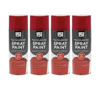 HOCHSTE 4x 151 Multipurpose Metallic Spray Paint, Quick Dry Finish Aerosol Paint for Metal, Wood & Plastic, Smooth Metallic Coating for DIY Crafts, Furniture, 400ml (4, Red, Gloss)