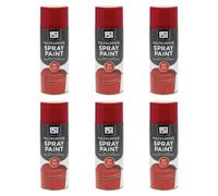 HOCHSTE 6x 151 Multipurpose Metallic Spray Paint, Quick Dry Finish Aerosol Paint for Metal, Wood & Plastic, Smooth Metallic Coating for DIY Crafts, Furniture, 400ml (6, Red, Gloss)