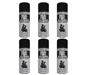 HOCHSTE 6x Real Feel Textured Effect Black Spray Paint, Quick Dry Aerosol, Durable Interior & Exterior Finish, High Coverage, Easy Spray Application, No CFC, 400ml, (6, Textured Effect Black)