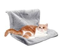 HOCHSTE Cat Radiator Bed - Warm Fleece Basket Cradle Hammock | Easy to Install | Heated Calming Fluffy Hanging Bed for Small Animals | Keeps Pet Warm | Grey