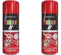 HOCHSTE Colour It Cherry Red Quick Drying Paint, Multi-Surface, Gloss Finish, Smooth Coverage, Durable, Rust-Resistant, Long-Lasting, Ideal for Doors, Gates, Railings & Furniture, 400ml (Pack of 2)