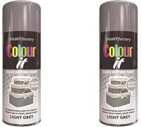 HOCHSTE Colour It Light Grey Quick Drying Paint, Multi-Surface, Gloss Finish, Smooth Coverage, Durable, Rust-Resistant, Long-Lasting, Ideal for Doors, Gates, Railings & Furniture, 400ml (Pack of 2)