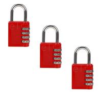 HOCHSTE Combination Padlock - Heavy Duty Padlocks with Code, Suitcase Locks, Lock for Gym Locker, Hasp, Outdoor Shed, Storage, Cabinet, Tool Box, Luggage Locks - Weatherproof Lock (Red - 3 Pack)