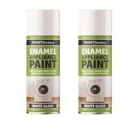 HOCHSTE Enamel Appliance Spray Paint White Gloss, Durable Aerosol for Fridges, Washing Machines & Metal Surfaces, Smooth High Shine Finish, Fast Drying Appliance Paint, 400ml (Pack of 2)