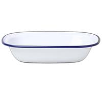 HOCHSTE® Falcon Enamel Oblong Pie Dish - Traditional White Baking Tray with Blue Rim, Oven Safe Up to 270°C, Dishwasher Friendly, Perfect for Pies, Puddings & Roasting 1 Pack - 30x22x7cm