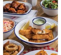 HOCHSTE Falcon Enamel Round Pie Dish - Traditional White Baking Tray with Blue Rim, Oven Safe Up to 270°C, Dishwasher Friendly, Perfect for Pies White - 1 Pack Round Pie Dish - 20 x4cm