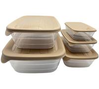 HOCHSTE Food Storage Containers 5 x 1.5L Plastic Kitchen Tubs with Lids, Airtight Lunch Boxes for Meal Prep, Reusable, BPA-Free, and Ideal for Home & Kitchen Storage 5 Pieces Beige