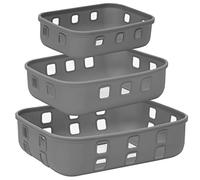 HOCHSTE Glass Food Storage Container Set with Glass Lids (3 Pcs Set)- Healthy Meal Prep Boxes with Airtight Lids Dishwasher, Oven, Microwave & Freezer Friendly - BPA Free Silicone Cover Grey