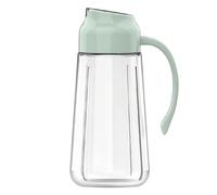HOCHSTE Glass Oil Dispenser Bottle with Auto Flip Lid 650 ml Leak-Proof Olive Oil Bottle for Vinegar, Cooking Wine - Stainless Steel Spout, Easy Pour, One-Hand Operation, Easy to Clean Green - 1 Pack