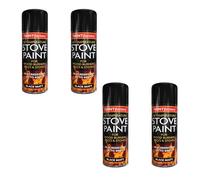 HOCHSTE High Temperature Stove & Ceramic Coal Spray Paint Matt Black, Heat Resistant up to 600°C for Wood Burners, BBQs, Fireplaces & Artificial Coals, 400ml (Stove Paint, Pack of 4)