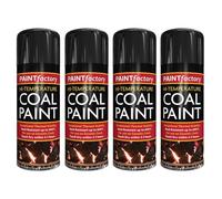 HOCHSTE High Temperature Stove & Ceramic Coal Spray Paint Matt Black, Heat Resistant up to 600°C for Wood Burners, BBQs, Fireplaces & Artificial Coals, 400ml (Ceramic Coal Paint, Pack of 4)
