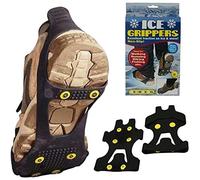 HOCHSTE Ice Grippers Snow Grips Winter Shoes Boots Strap Metal Spikes Studs Universal (Black Gripper, XL)