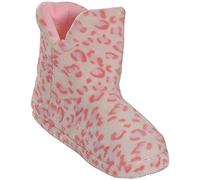 HOCHSTE Ladies Slipper Bootie Ankle Slip on Bootee Warm Fleece Fur Line Cosy Fur UK Size (3/4, Pink Spot-Bootee, numeric_3)