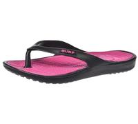 HOCHSTE Ladies Toe Post Flip Flops Womens Summer Pool Beach Flat Sandal UK Size 3-8 (Black Fuschia, 3)