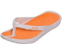 HOCHSTE Ladies Toe Post Flip Flops Womens Summer Pool Beach Flat Sandal UK Size 3-8 (White Orange, 4)