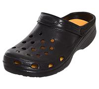 HOCHSTE Mens Womens Garden Clogs Slip on Mules Sandal Beach Pool Chef Hospital Black Yellow - Men 10