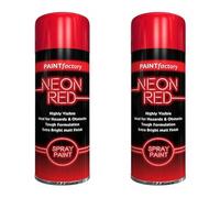 HOCHSTE® Paint Factory Fluorescent Spray Paint, Fast Dry Aerosol Paint for Wood, Metal, Plastic & More, Bright Neon Finish for Craft Projects & Decorative Use, 200ml, (Neon Red, Set of 2)